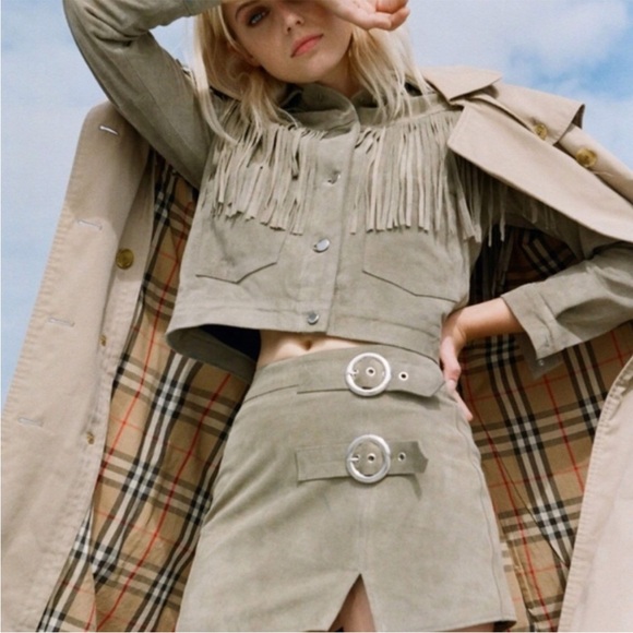 Free People Understated Leather Suede Buckle Mini Skirt NWT Size Medium - Picture 7 of 14